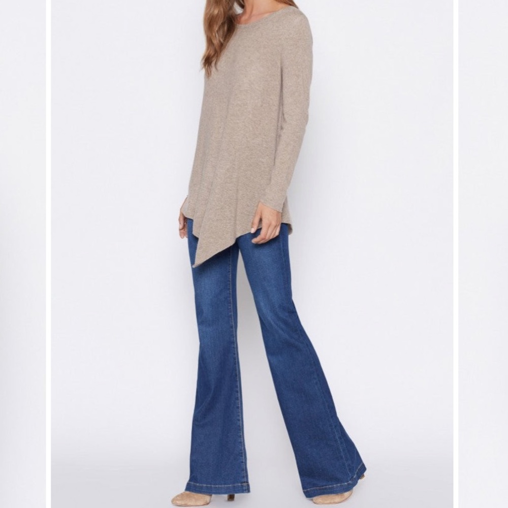 Joie Tambrel Asymmetrical Sweater Tan Cashmere Wool S - Picture 2 of 7